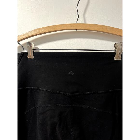 Athleta Black Yoga Leggings Side Cut Out Mesh-Hem Size M - Picture 6 of 9